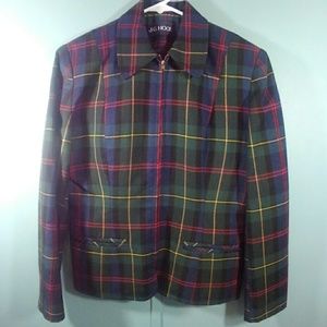 Vintage Green Plaid Wool Jacket Size 4 JG Hook